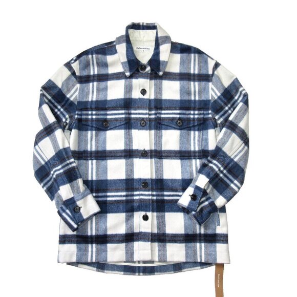 NWT Reformation Ridley Shirt Jacket in Blue Plaid Brushed Flannel S